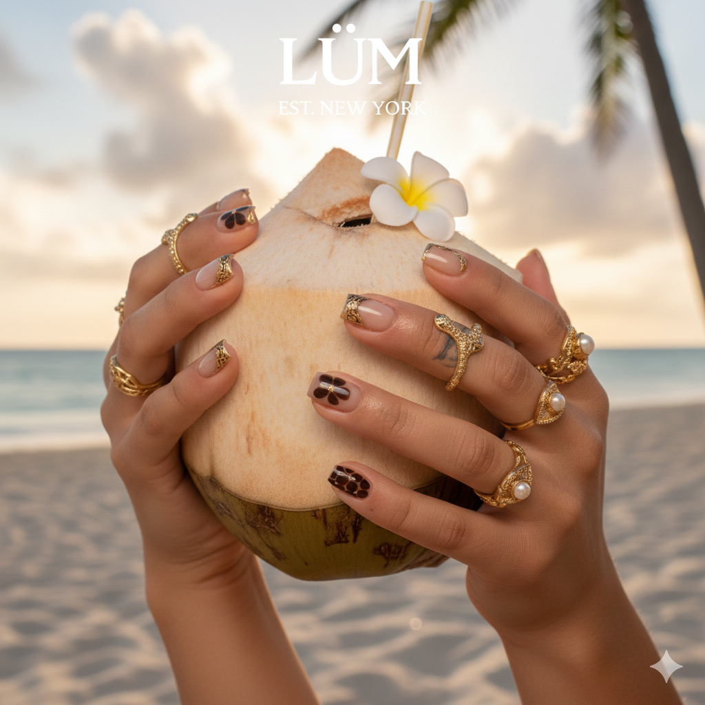 Shells of Gold and Brown - Short Square Texture & Pearls