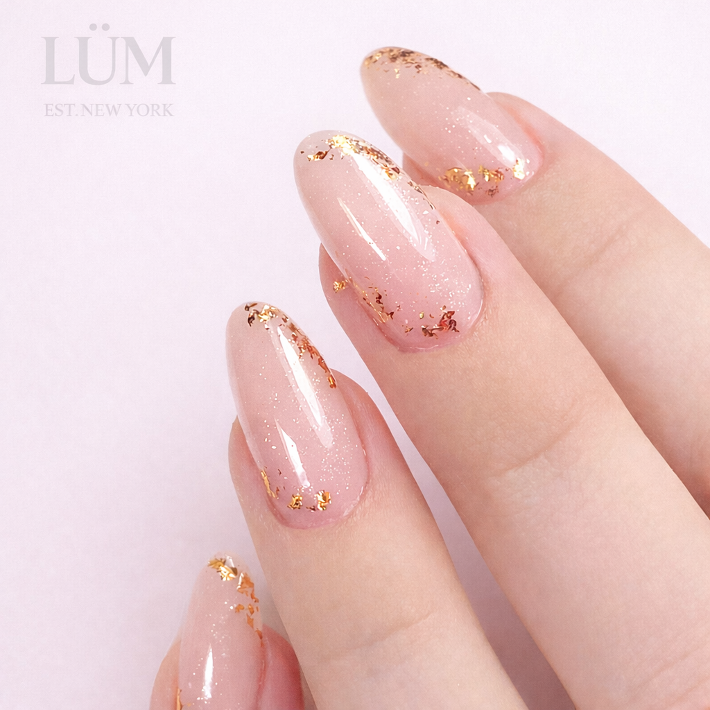 Softly Sparkly Pink, Gold - Almond Long