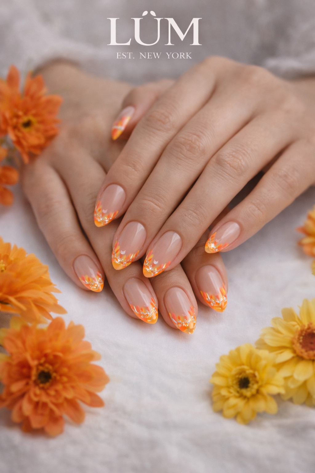 Passionately Orange Yellow Silver - Almond Long