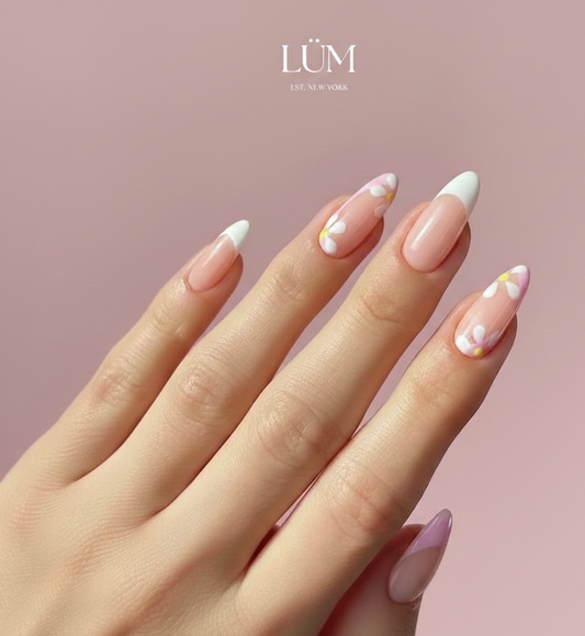 French White, Pink, Flowers - Almond Long