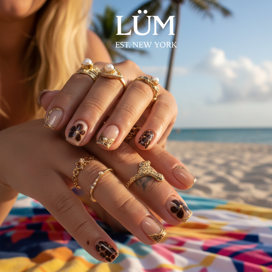 Shells of Gold and Brown - Short Square Texture & Pearls